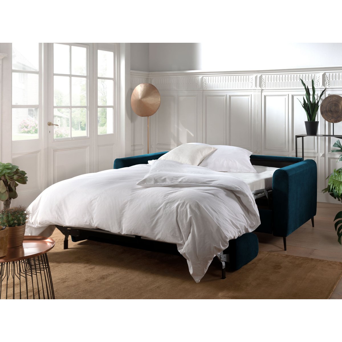 Lit - OWEN bleu canard, BEST MOBILIER