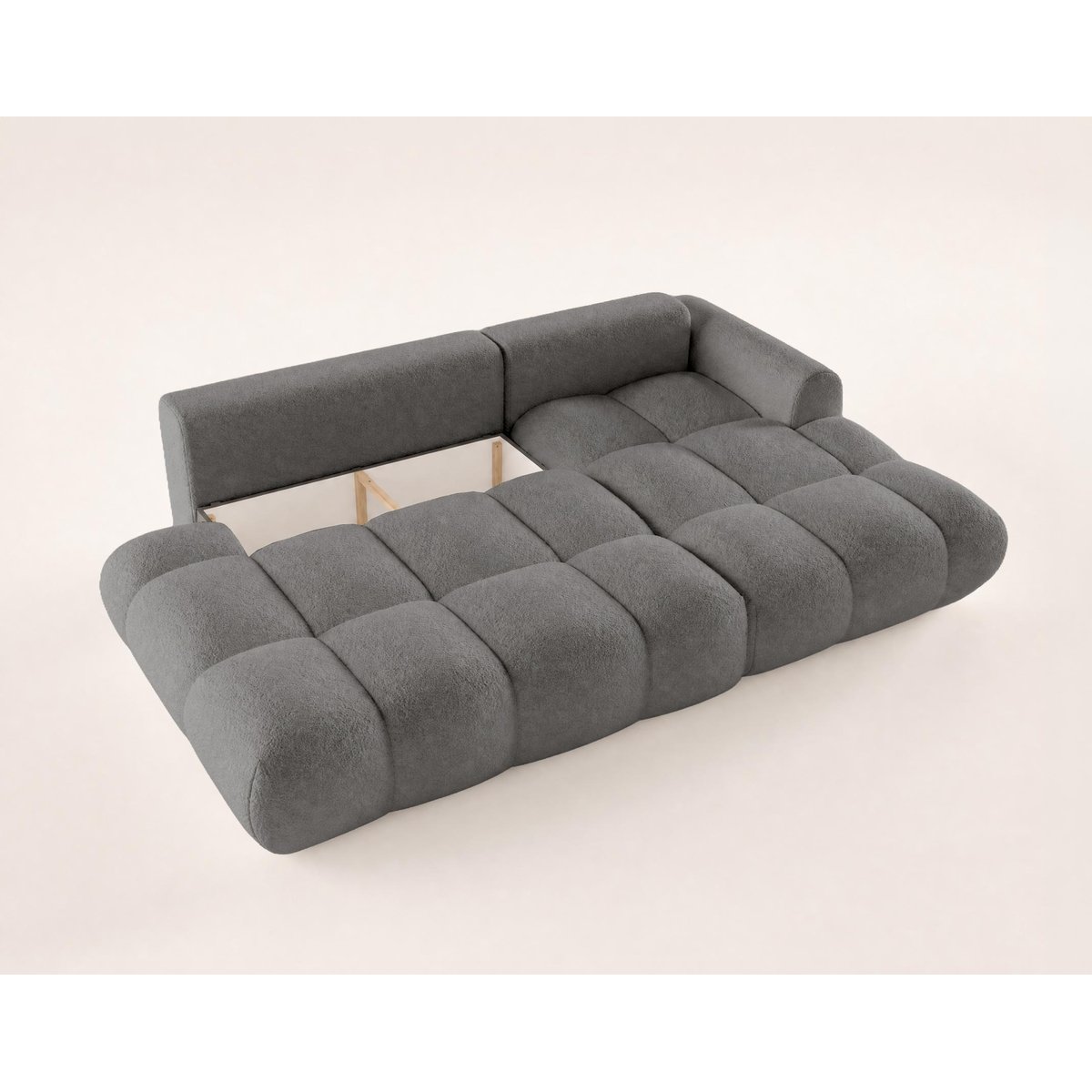Canapé d'Angle Convertible en Tissu bouclette 4 places - YULIN gris, LISA DESIGN