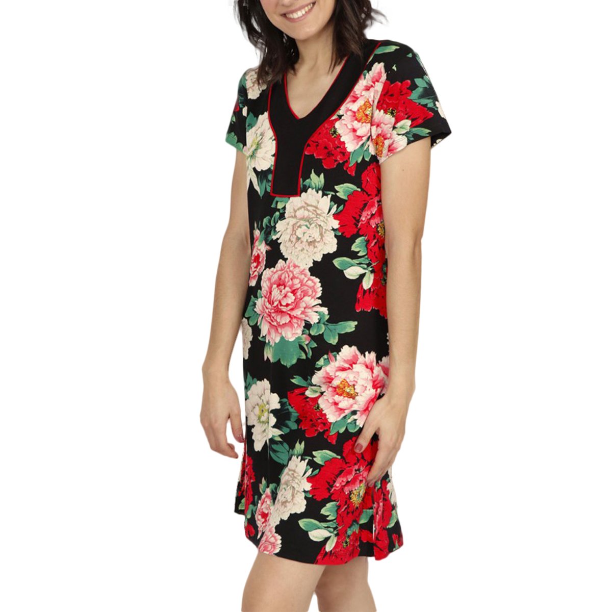 Robe estivale manches courtes Nightflowers imprimé, ADMAS