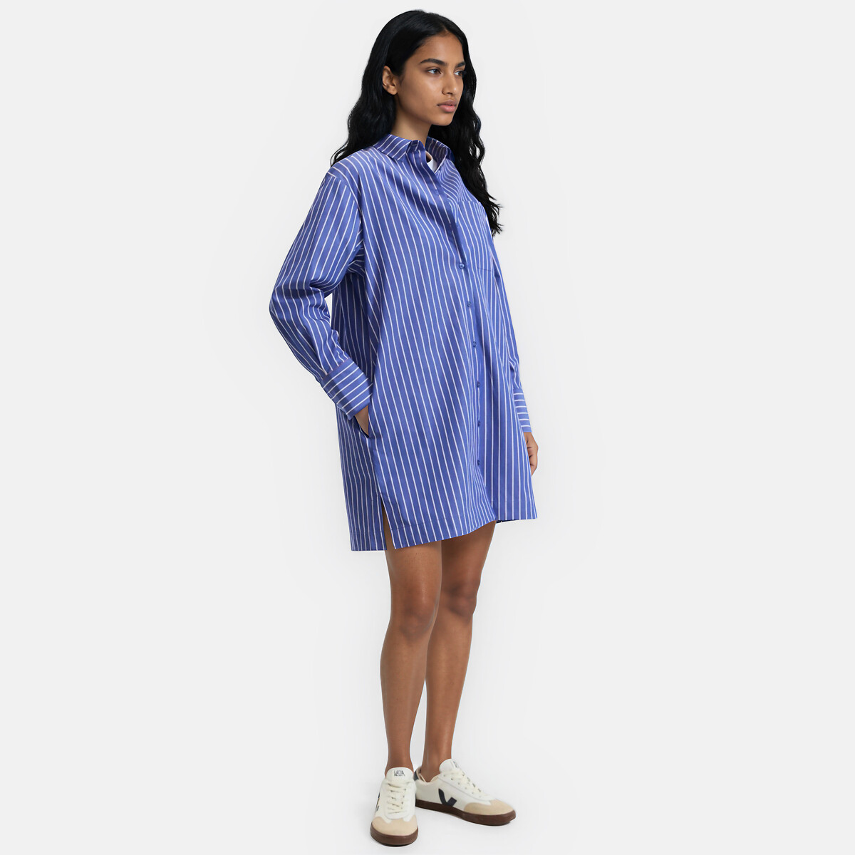 Abito dritto a righe, corto, maniche lunghe rigato blu, LA REDOUTE COLLECTIONS
