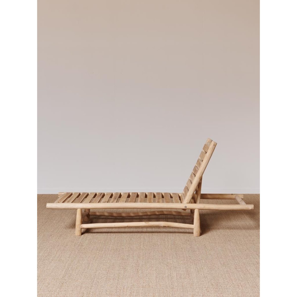Chaise longue en teck BORA-BORA bois clair, CHEHOMA