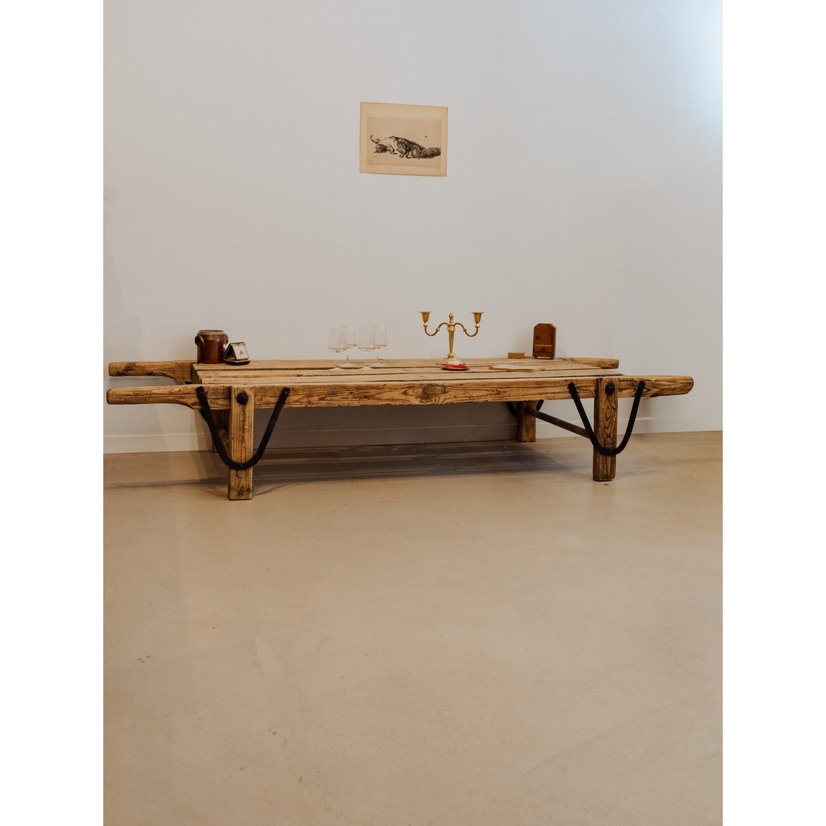 Table basse de ferme en bois Léonie N°881 - Bon état bois clair, DEBONGOUT