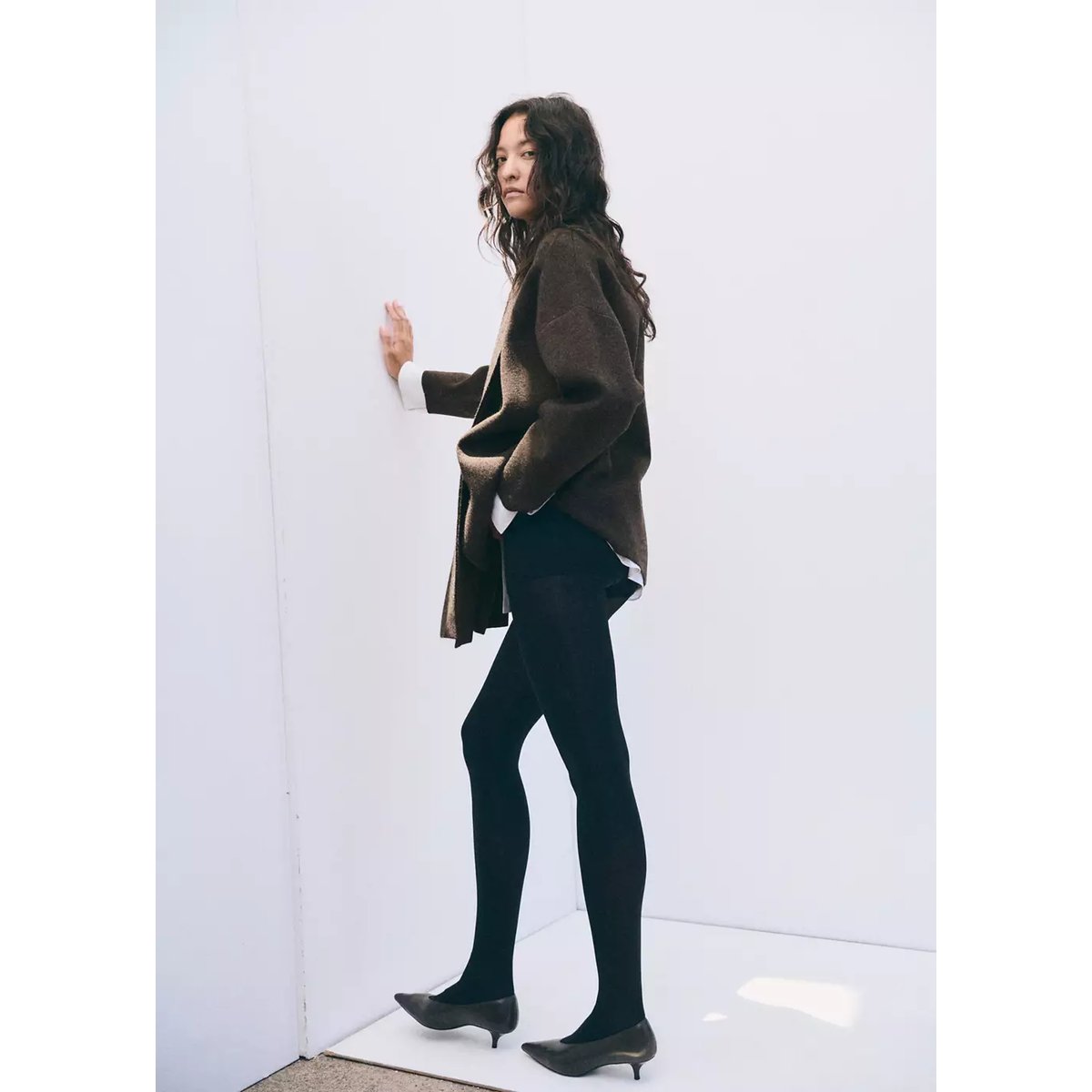 Manteau maille écharpe amovible marron, MANGO