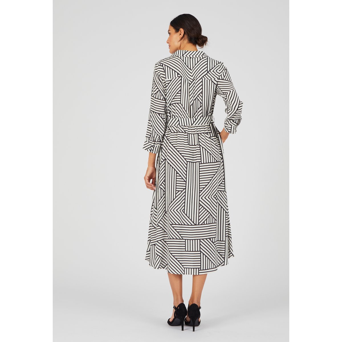 Robe crêpe imprimé graphique noir/blanc graphique, DAMART