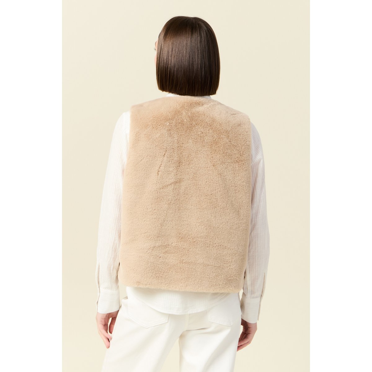 Gilet sans manches doublé beige, BONOBO