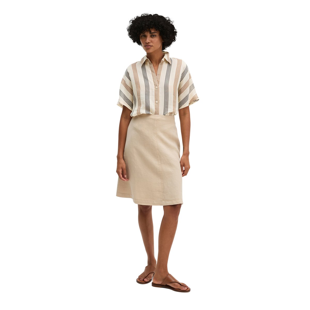 Jupe en lin A-Shape avec fermeture éclair sans couture beige, MARC O'POLO