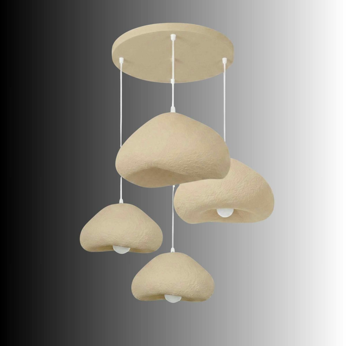 Suspension ronde 4 lampes hauteur réglable NOXIS beige, PIER IMPORT