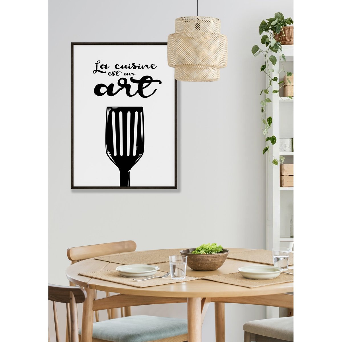 Affiche 'La cuisine est un art' blanc, L'AFFICHERIE