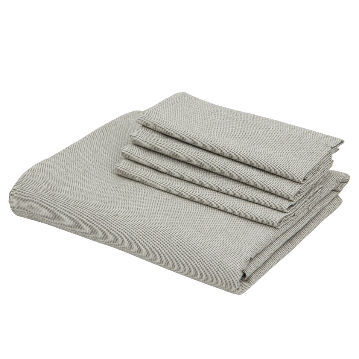 Nappe + 4 serviettes coton COLETTE vert olive, FEBRONIE