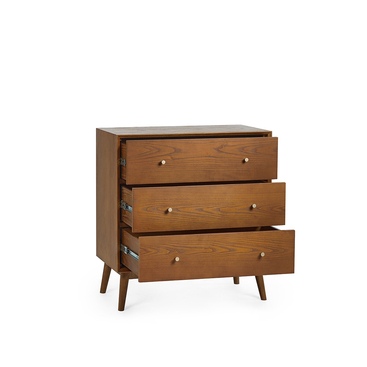 Elijah Retro Ash Wood Chest of 3 Drawers auburn, SO'HOME