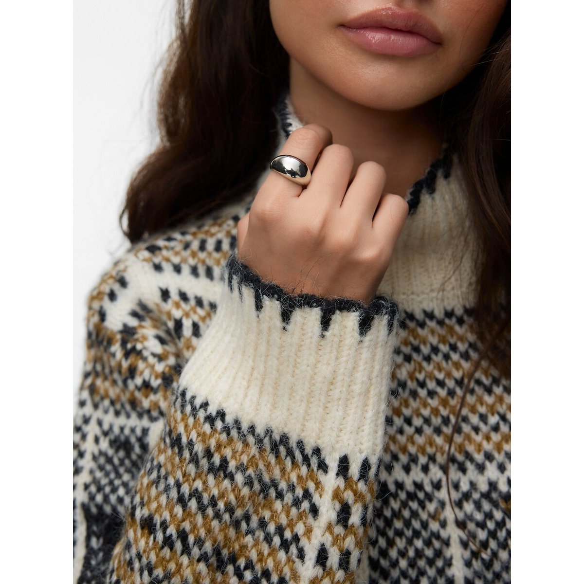Maglione a maniche lunghe fantasia écru, VERO MODA