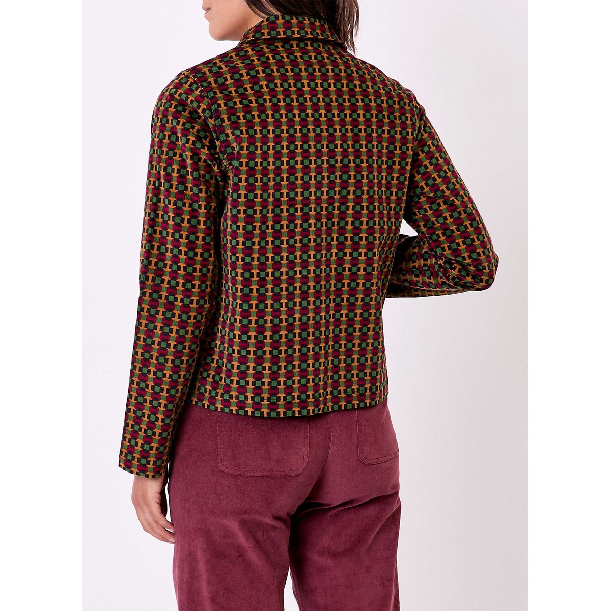 Veste courte velours imprimé côtelé LYSIANE vert signal, PRINCESSE NOMADE