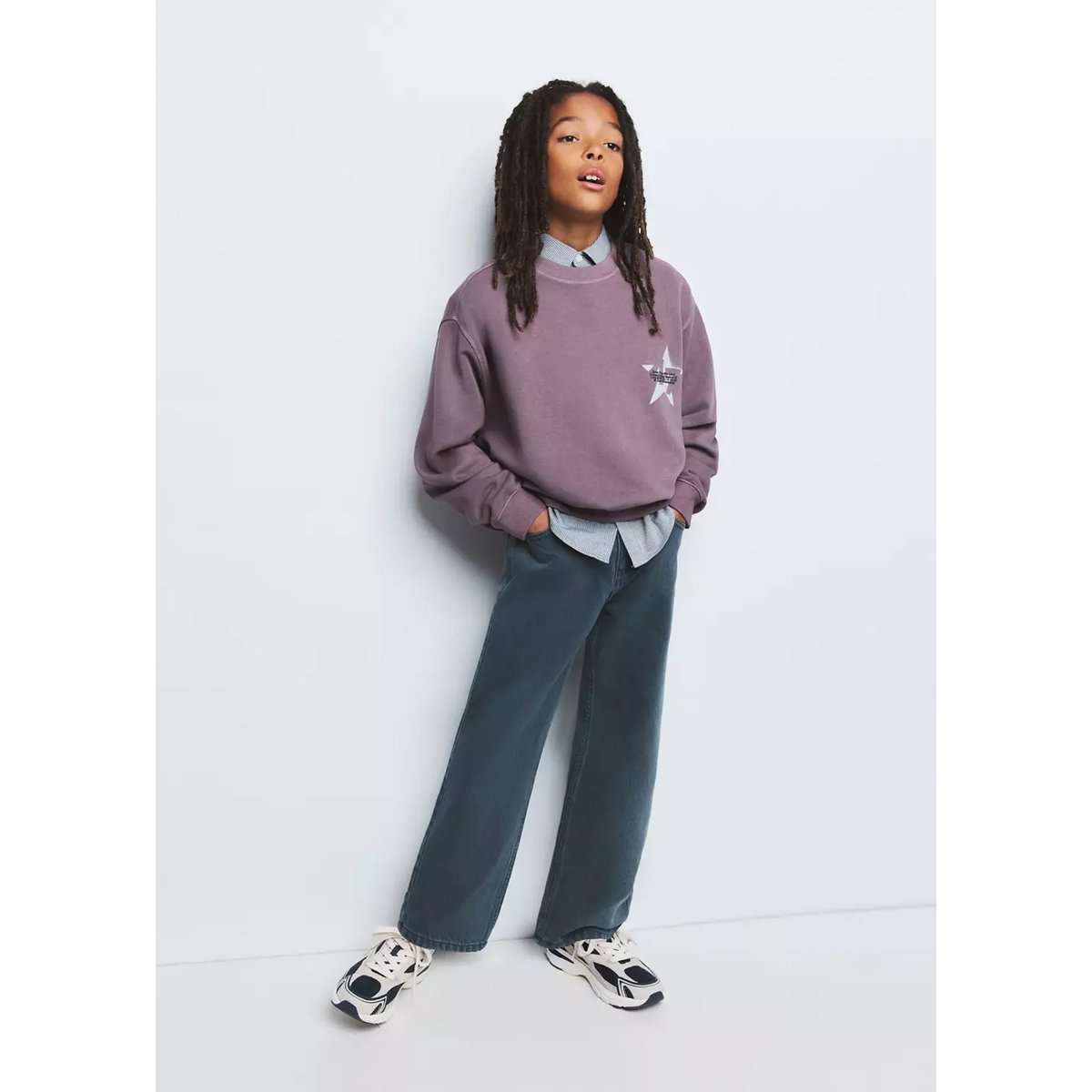Sweat ballon garment-dyed violet, MANGO KIDS
