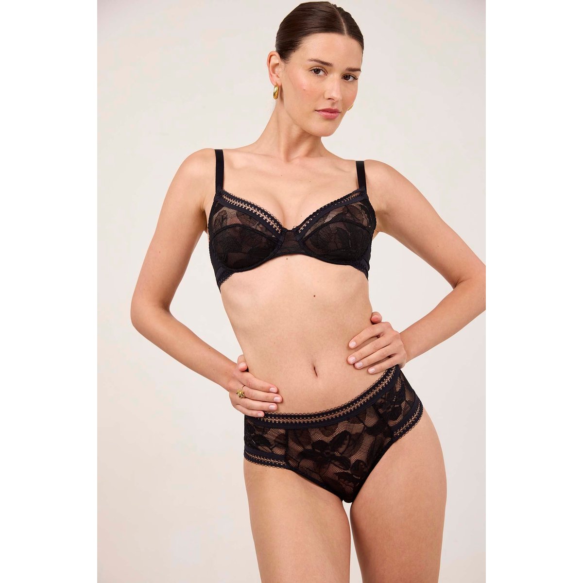 Shorty en dentelle SONGE noir, MAISON LEJABY