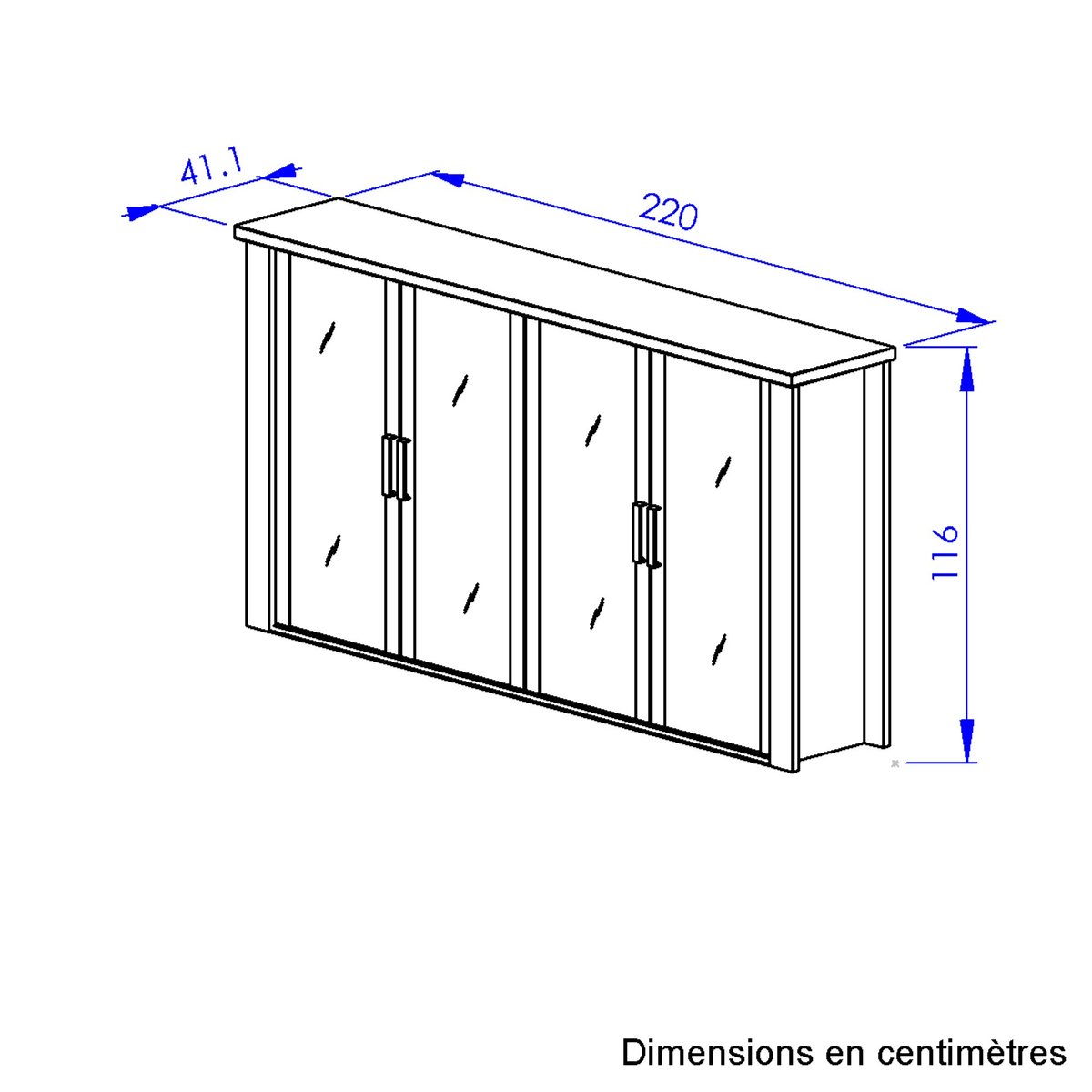 Surmeuble 4 portes vitrées MANOSQUE beige, GAMI
