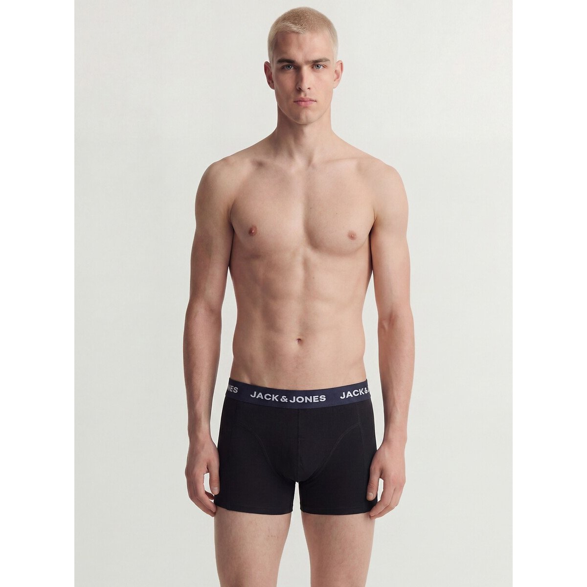 Lot de 3 boxers 1 uni + 2 imprimés noir + noir + marine, JACK & JONES