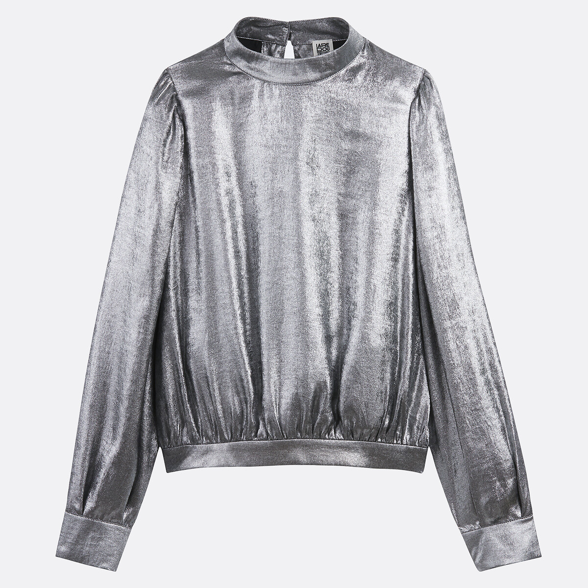 Mandarin Collar Blouse with Long Sleeves silver grey, LA REDOUTE COLLECTIONS