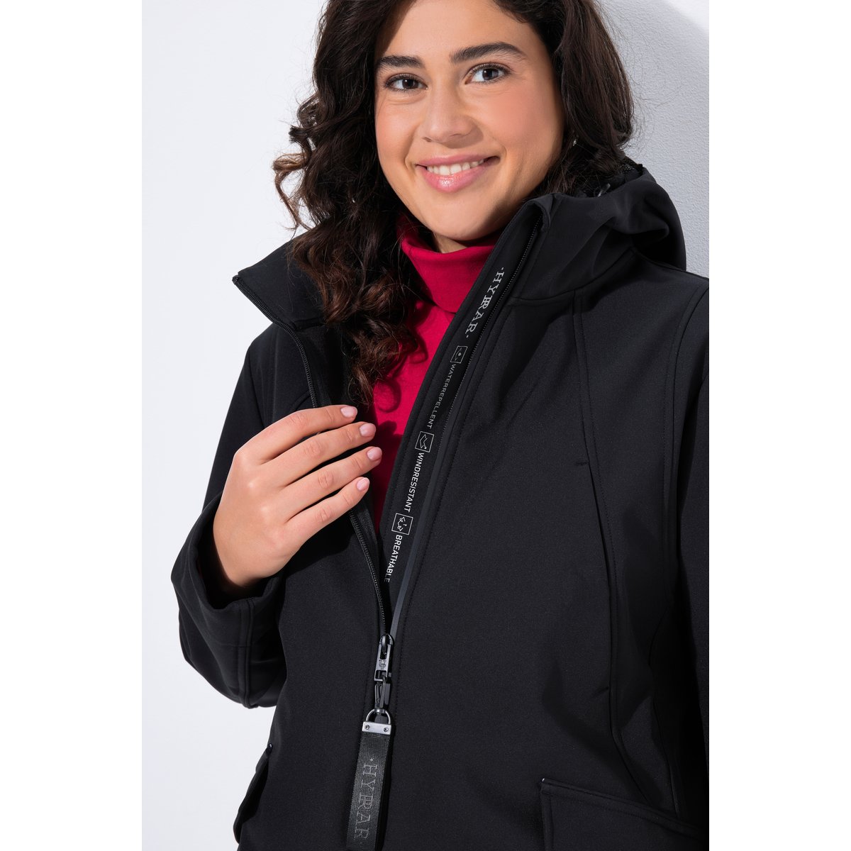 Veste Softshell HYPRAR à capuche, déperlante noir, ULLA POPKEN