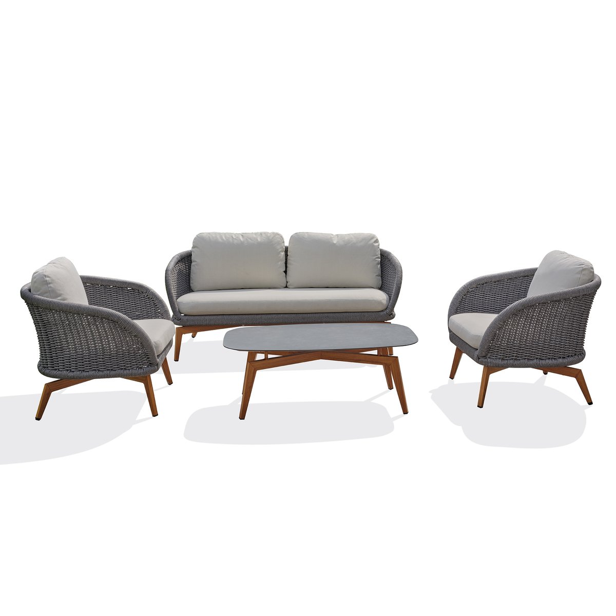Salon de jardin bas 5 places - MYNTA marron, REMARQUABLE