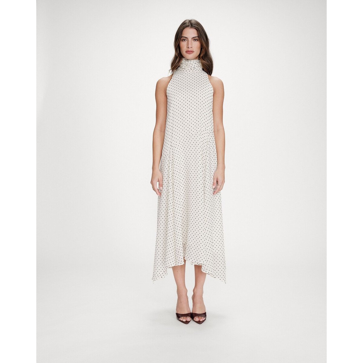 Robe longue à pois sans manches VALORIA ecru, GRACE & MILA