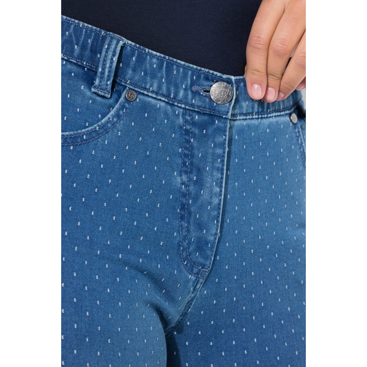 Jean Sarah motif petit points bleu jean, ULLA POPKEN