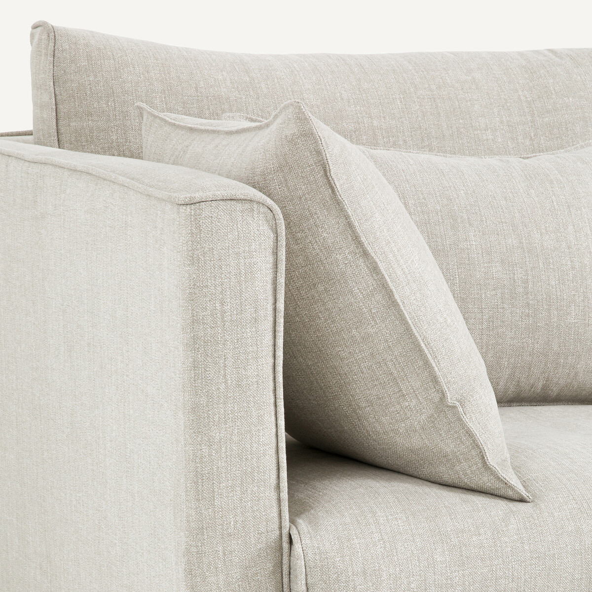Divano letto angolare reversibile in cotone e lino, Camille beige, AM.PM