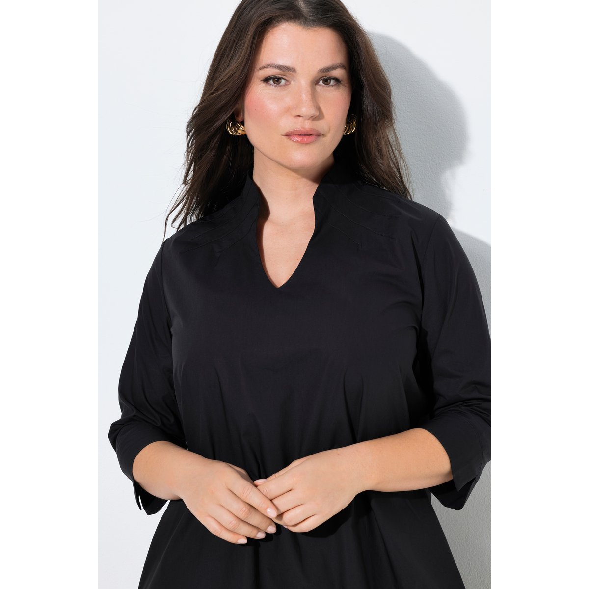 Robe midi en Papertouch noir, ULLA POPKEN