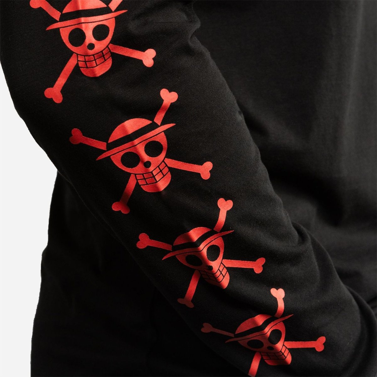 T-shirt homme manches longues avec print One Piece Luffy noir/rouge, CAPSLAB