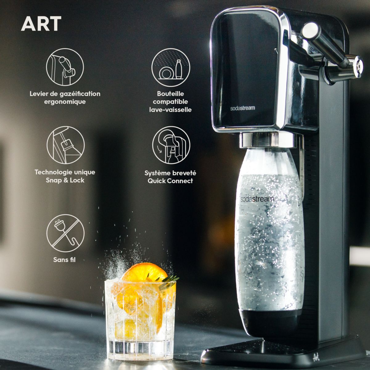Machine à Soda Art ARTNLV noir, SODASTREAM