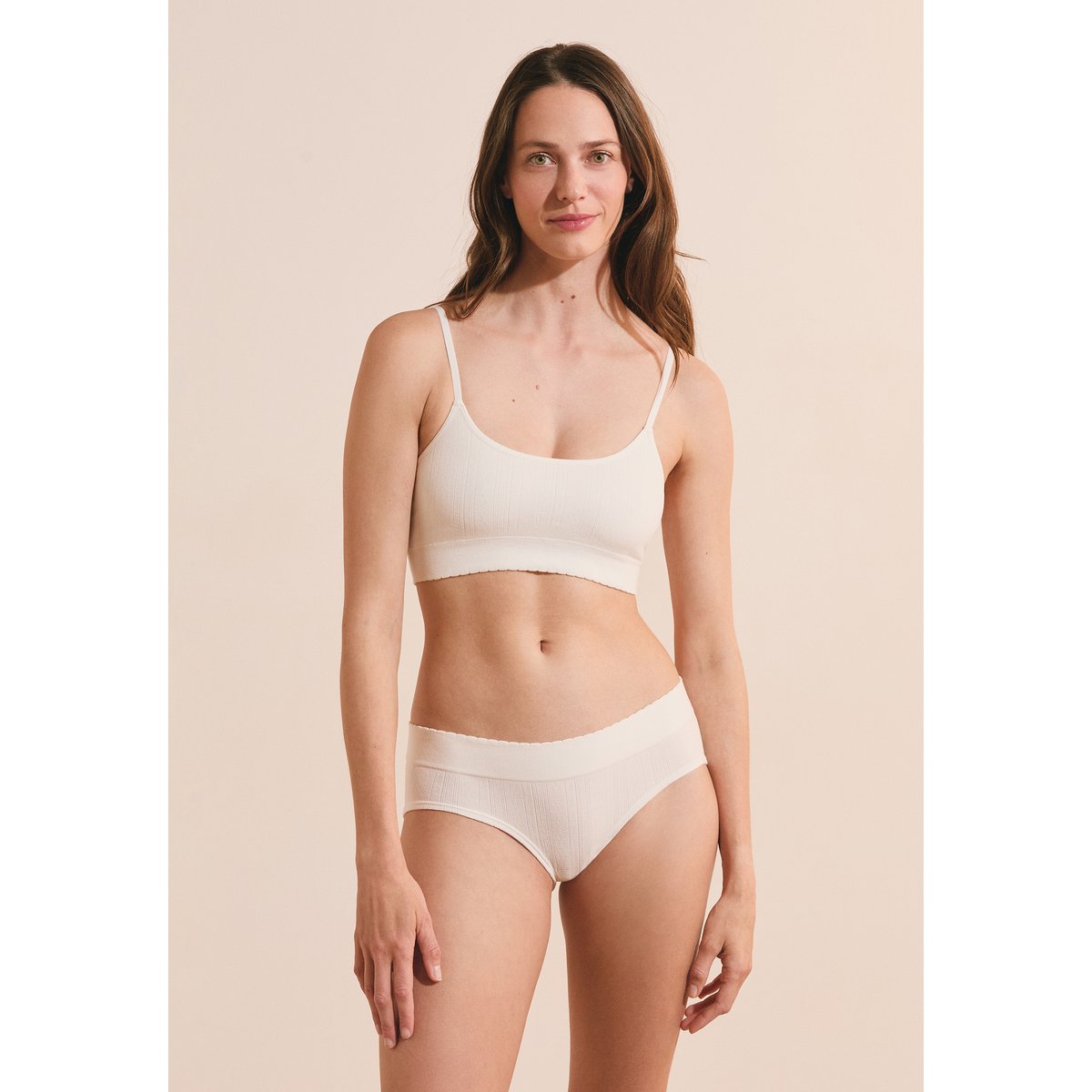 Soutien-gorge brassière en pointelle DAILY SEAMLESS ecru, ETAM
