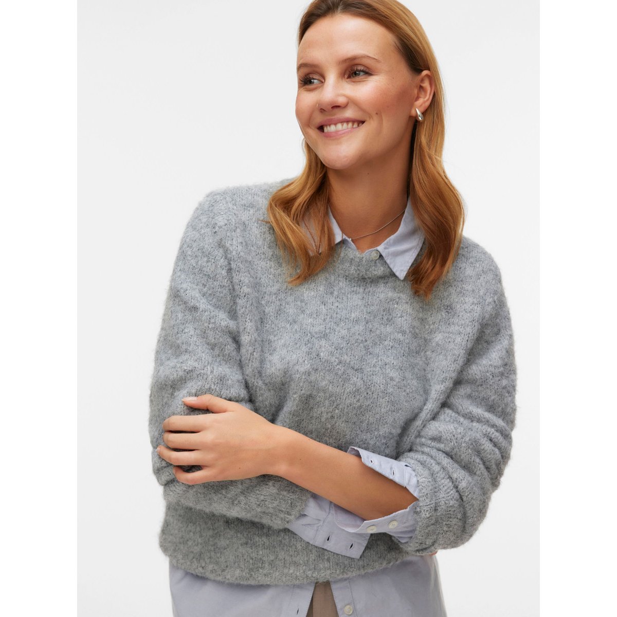 Pull En Maille medium grey melange, VERO MODA