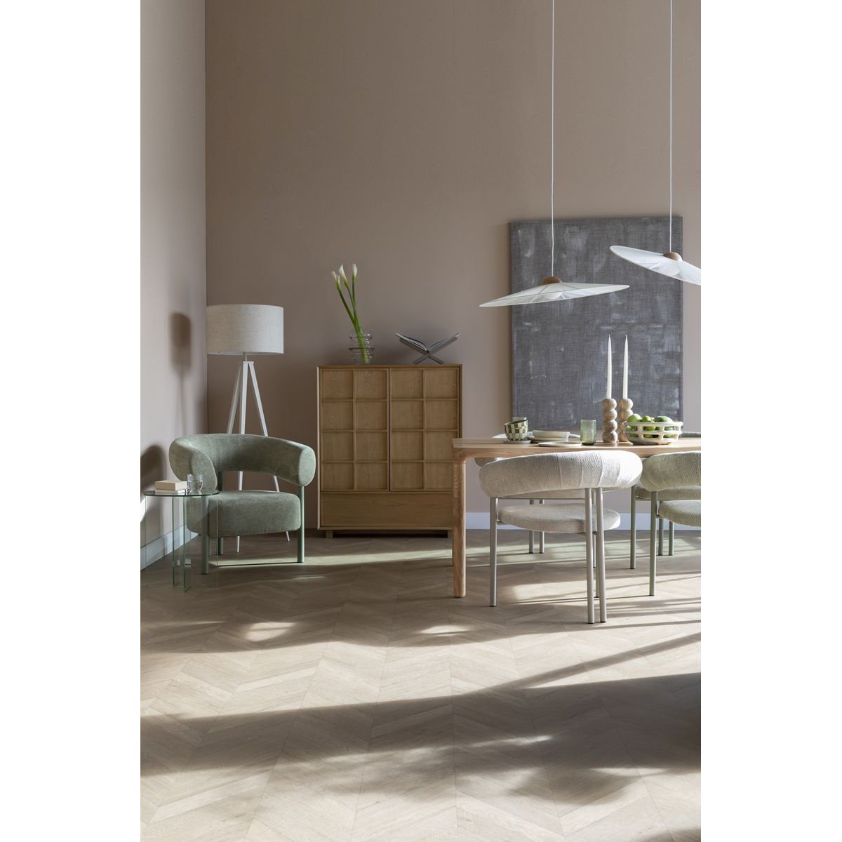 Fauteuil design en tissu (lot de 2), classique, HEELS beige, ZUIVER