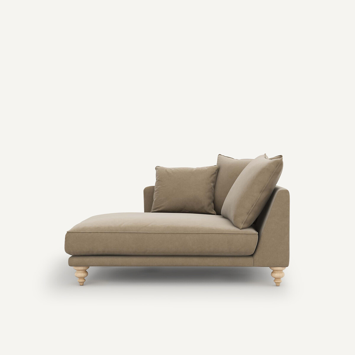 Chaise longue, em veludo, Lazare bege escuro, AM.PM