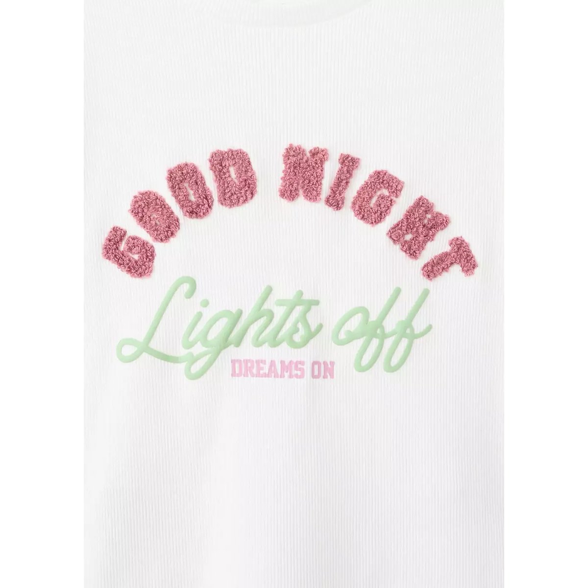 Pyjama complet en coton avec inscription blanc cassé, MANGO KIDS
