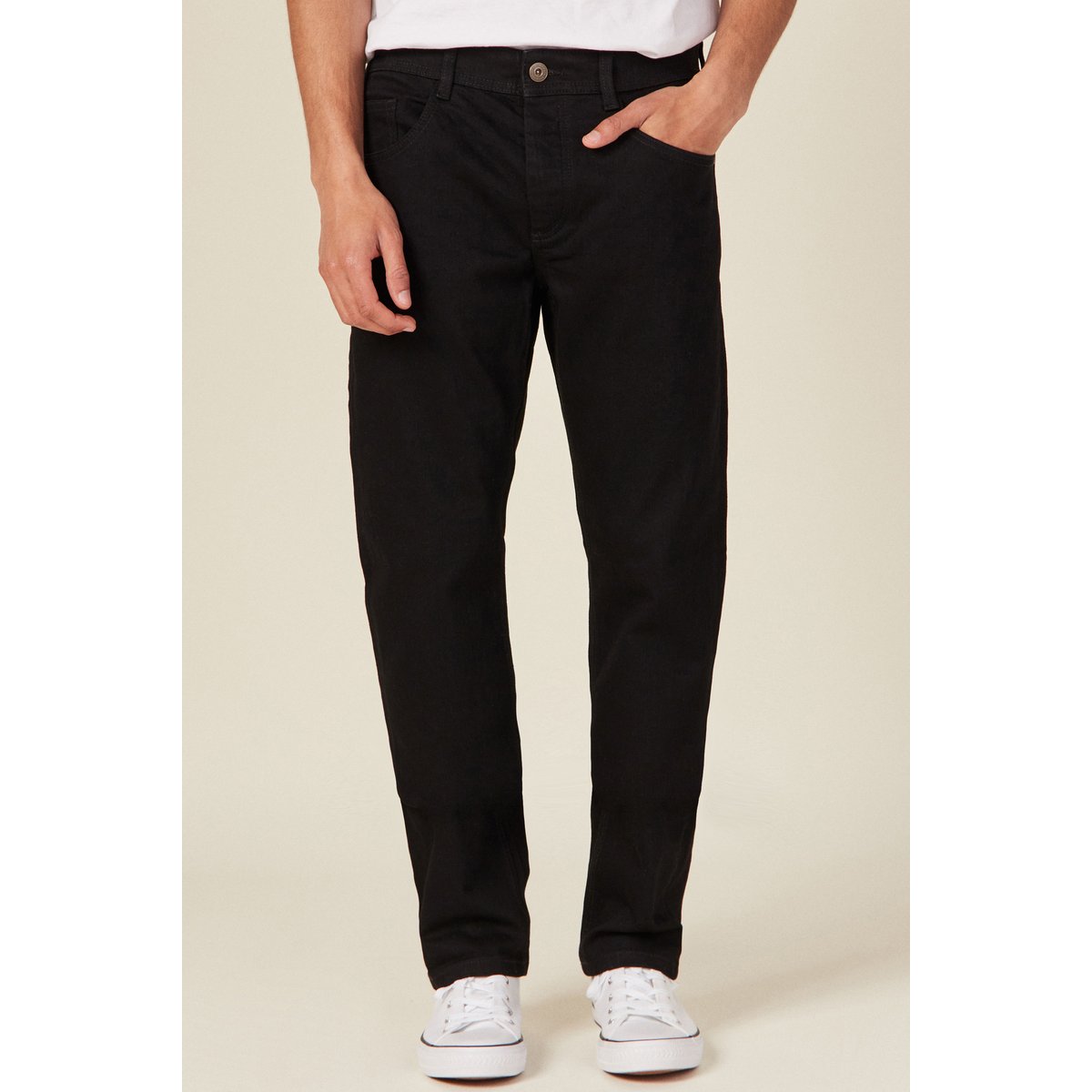 Jeans straight longueur 32 denim noir, BONOBO