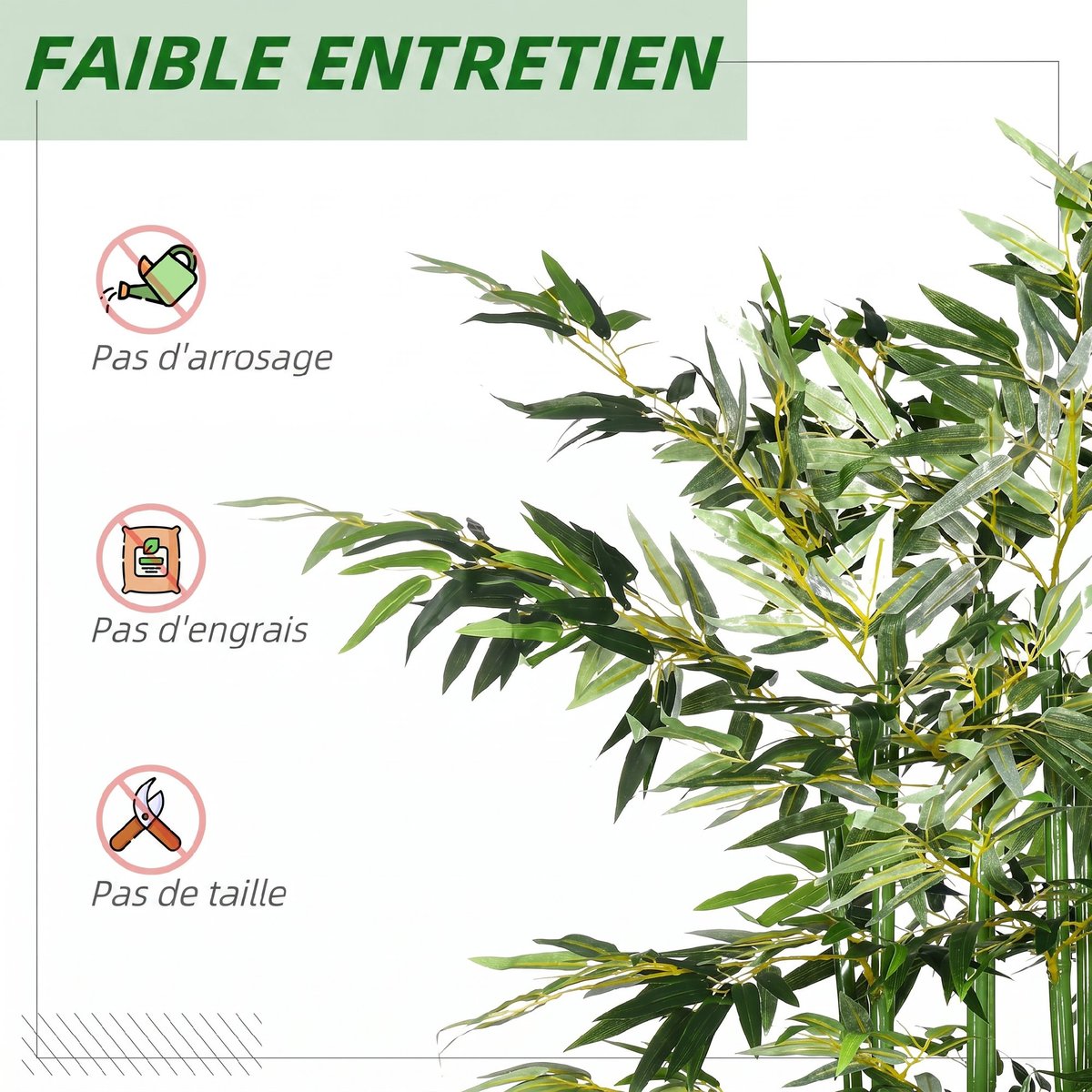 Bambou artificiel Polyester Vert vert, HOMCOM