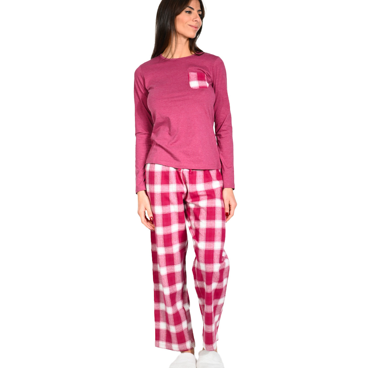 Pyjama pantalon femme en jersey MYRIAM aubergine, SENSEI MAISON