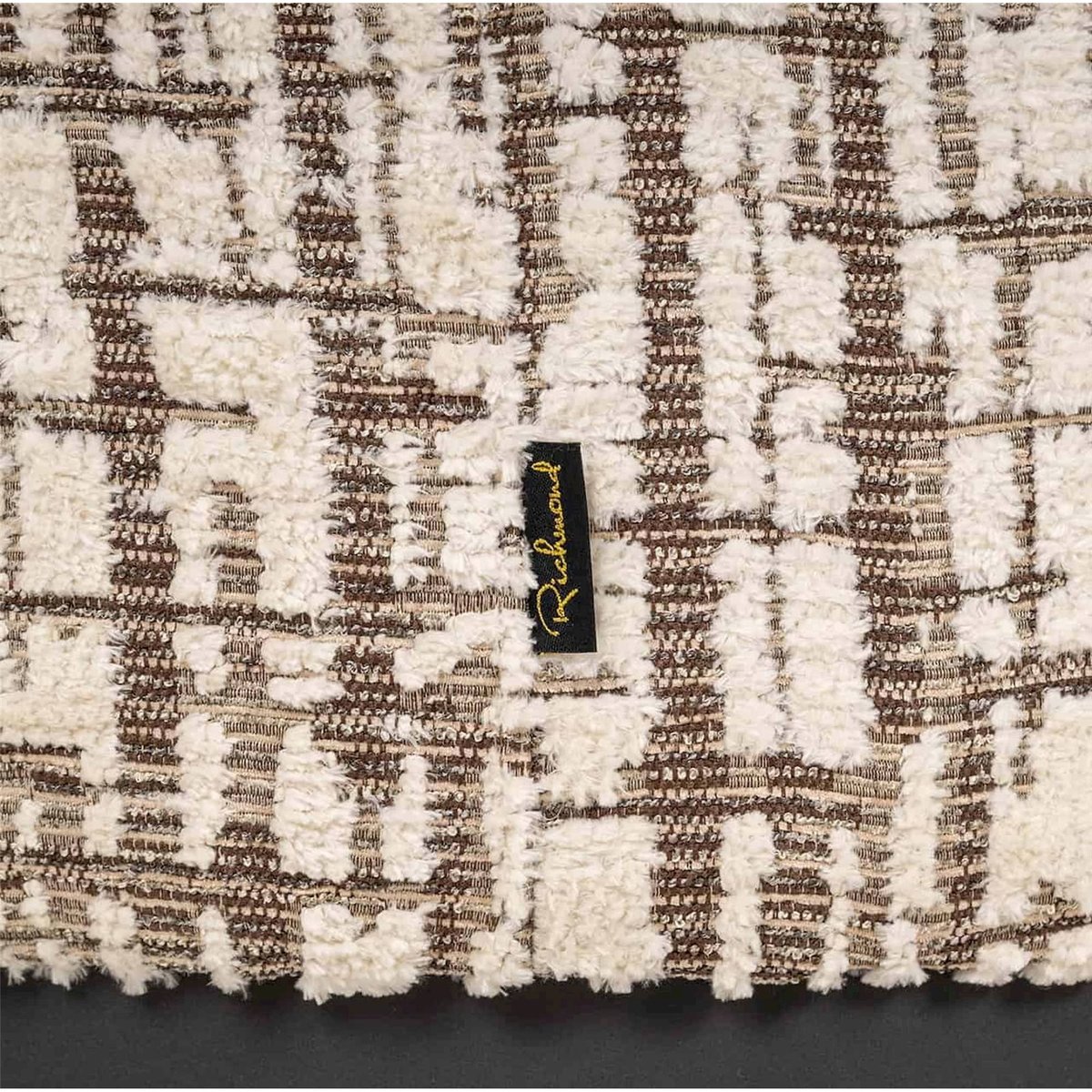 Fauteuil lounge rond, Dalia crème texturé motif marron, RECOLLECTION