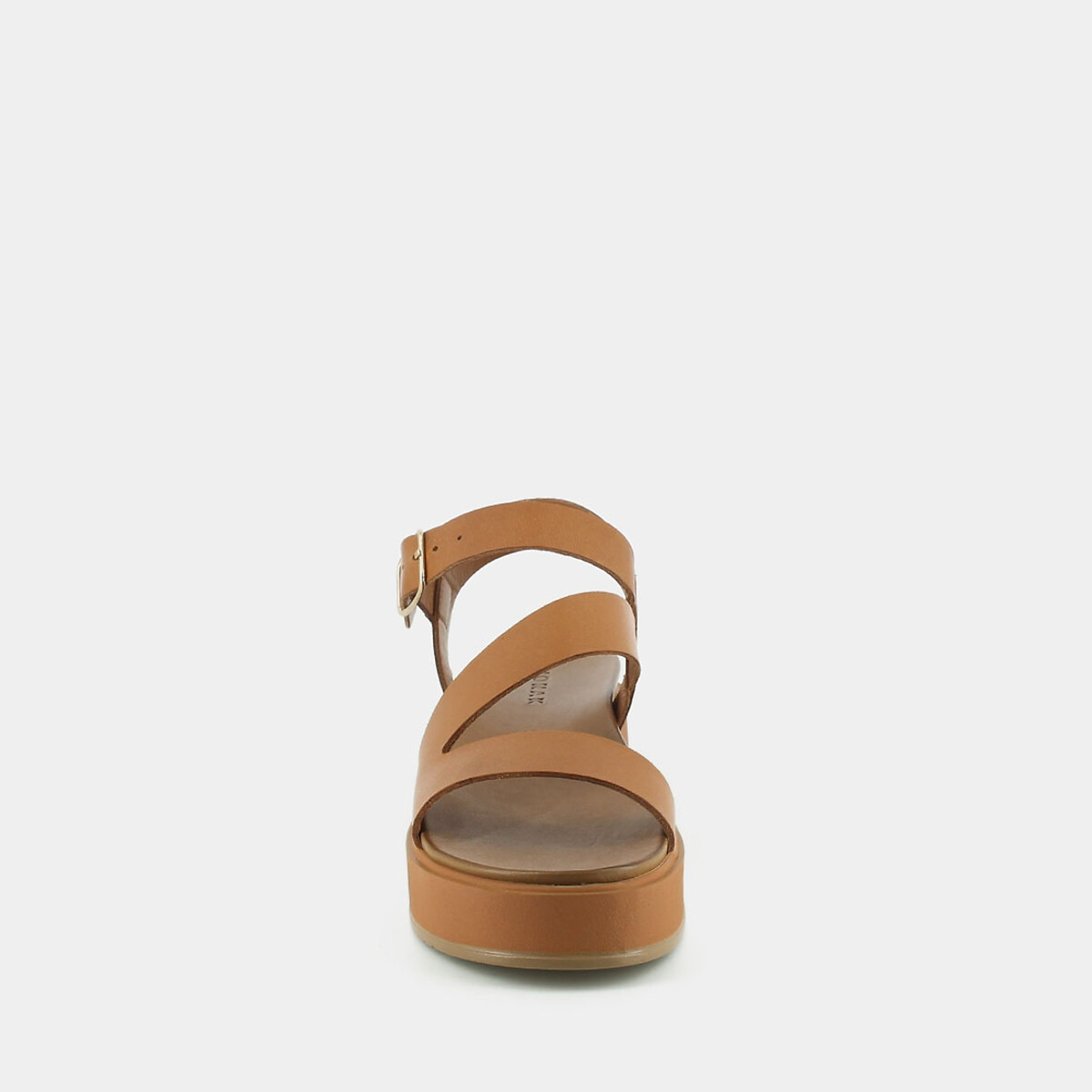 Isaure Leather Sandals with Chunky Heel camel, JONAK
