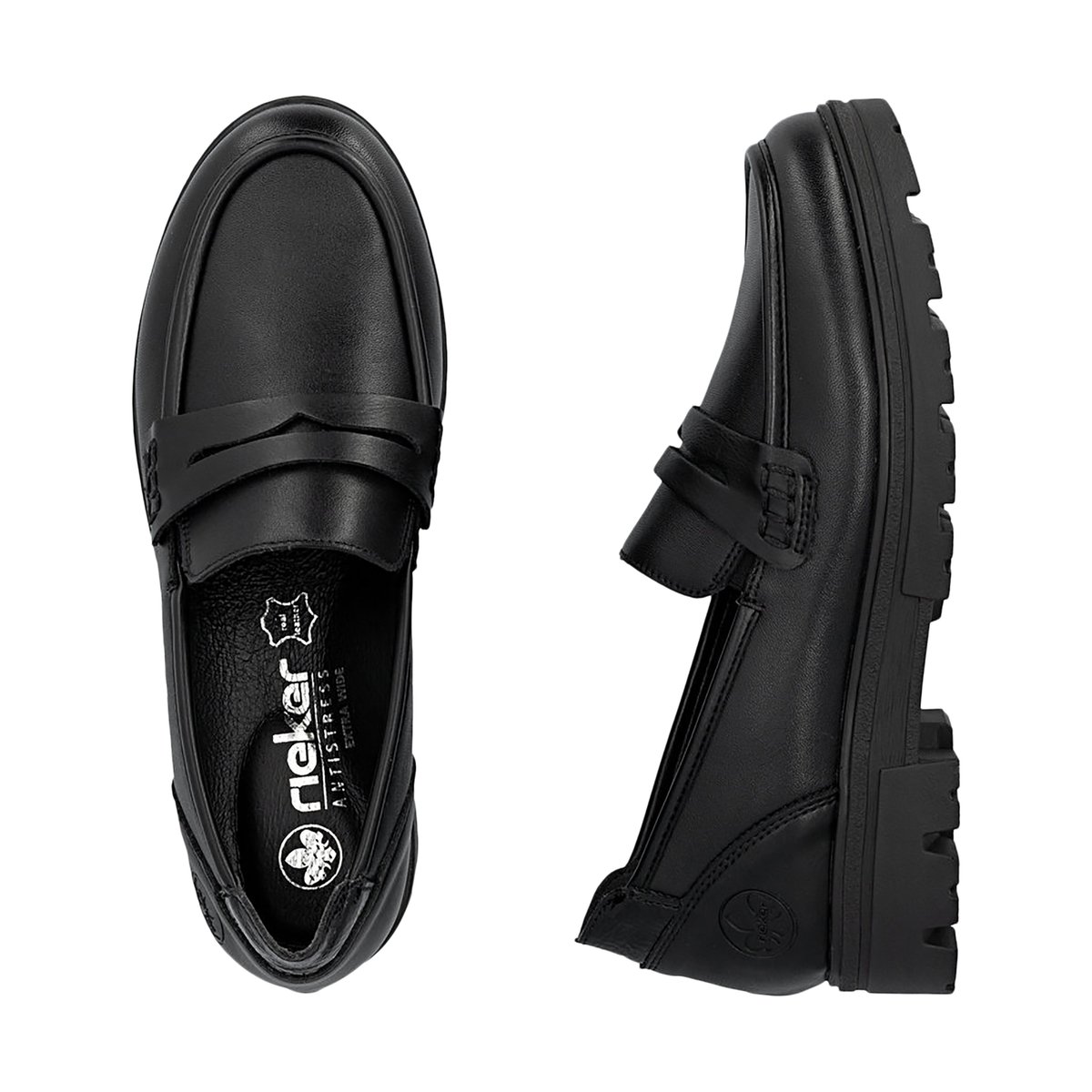 Mocassin Cuir Rgd noir, RIEKER
