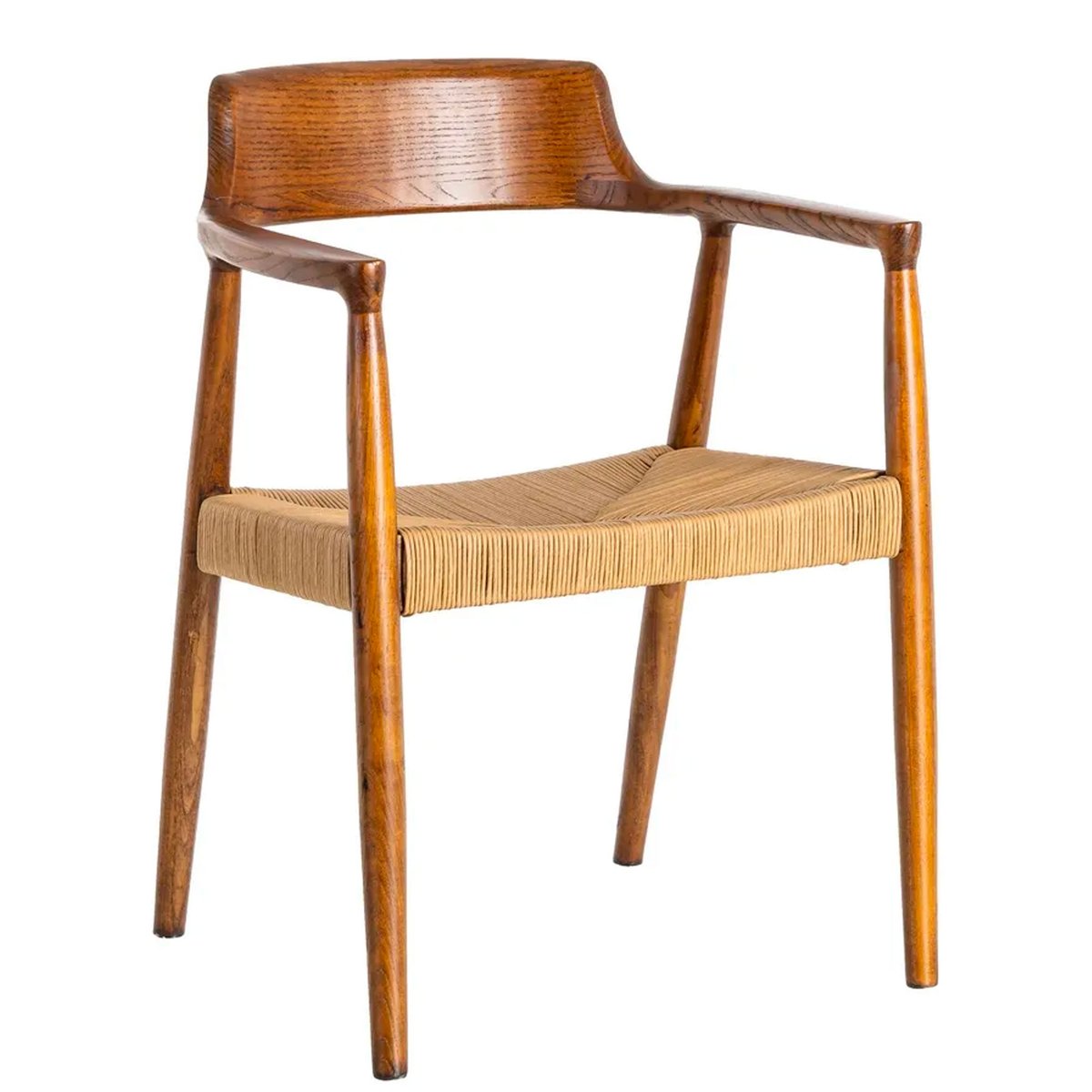 Fauteuil design en bois d'hévéa et assise cordage 57x57x78cm bois, WADIGA