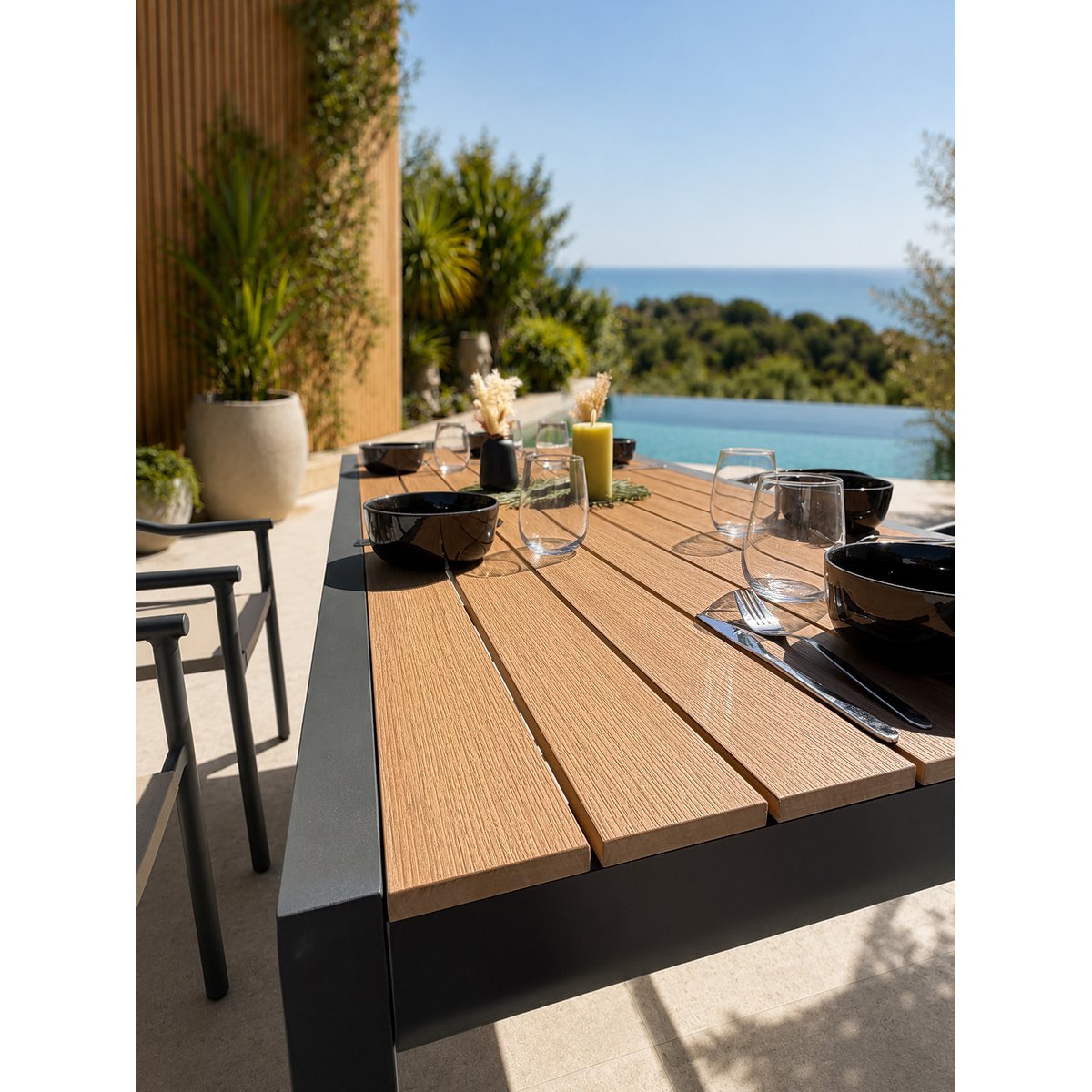 Ensemble repas de jardin 6 places en alu TONGA gris anthracite, DCB GARDEN