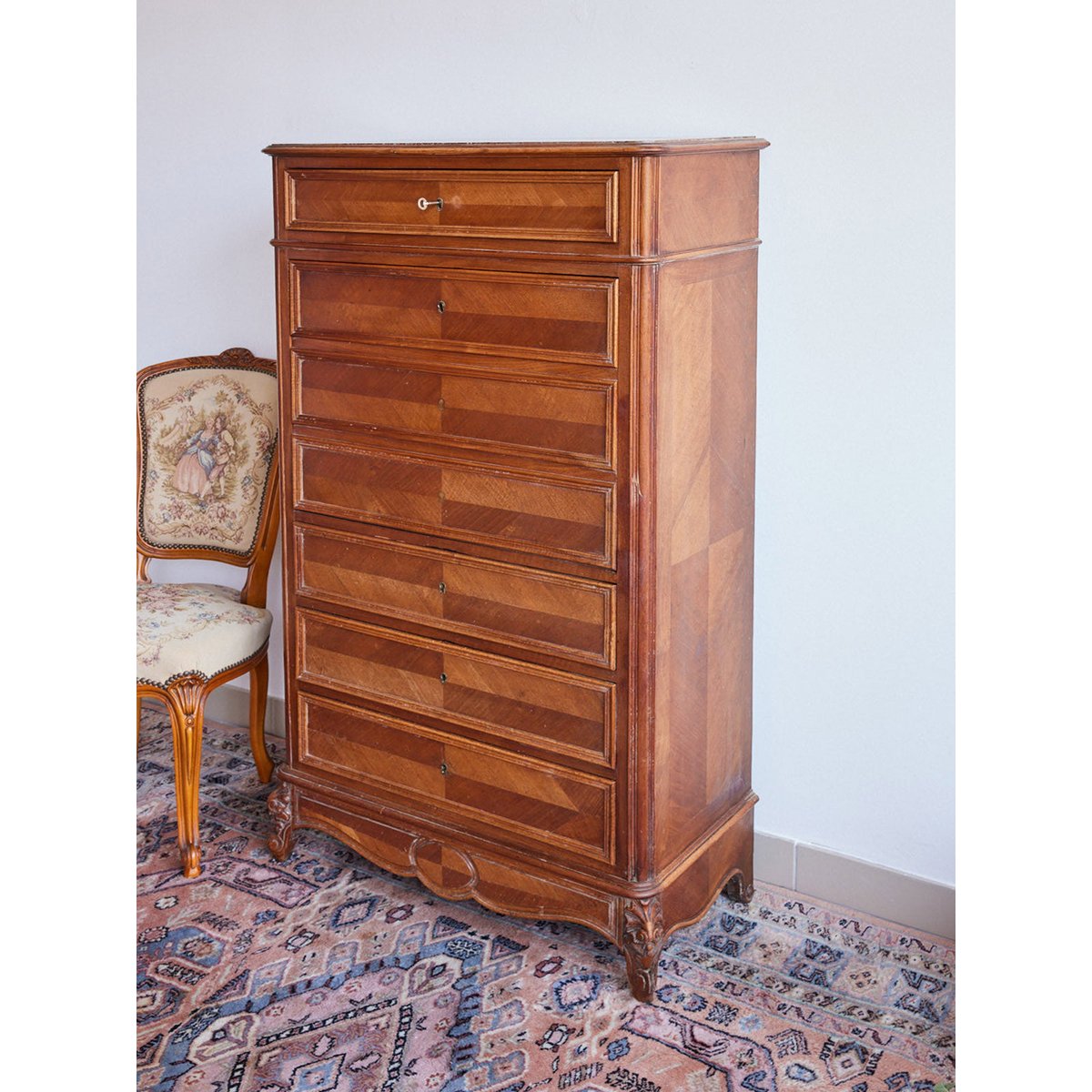 Secrétaire en marqueterie Honoré N°194 - Bon état bois clair, DEBONGOUT