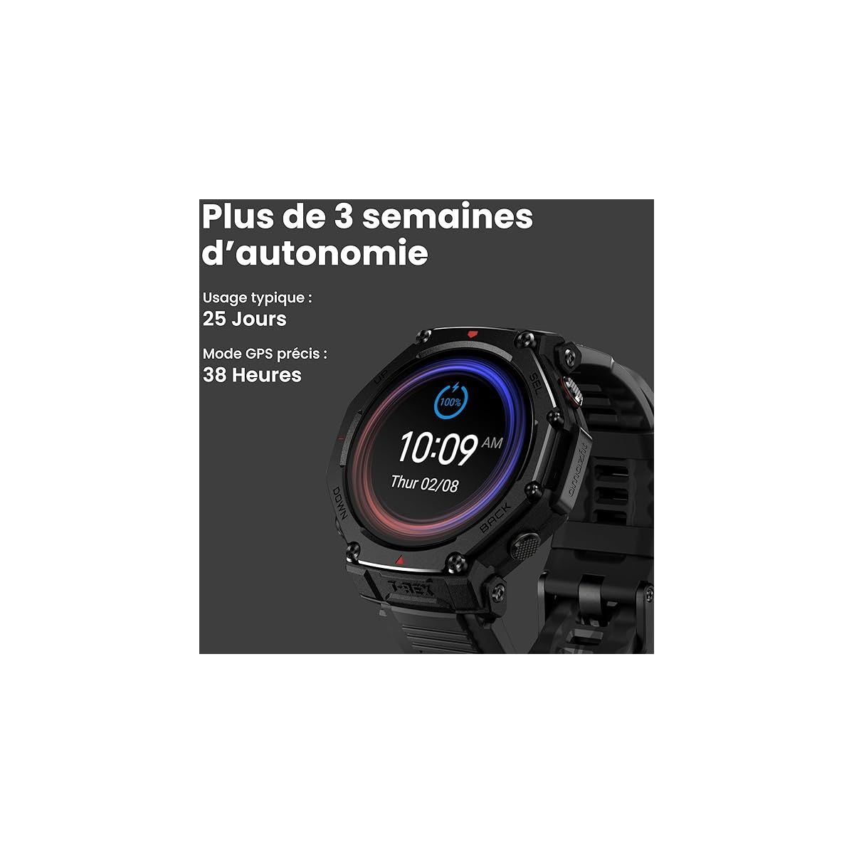 Montre sport T-Rex 3 Pro 48mm Black-Gold noir, AMAZFIT
