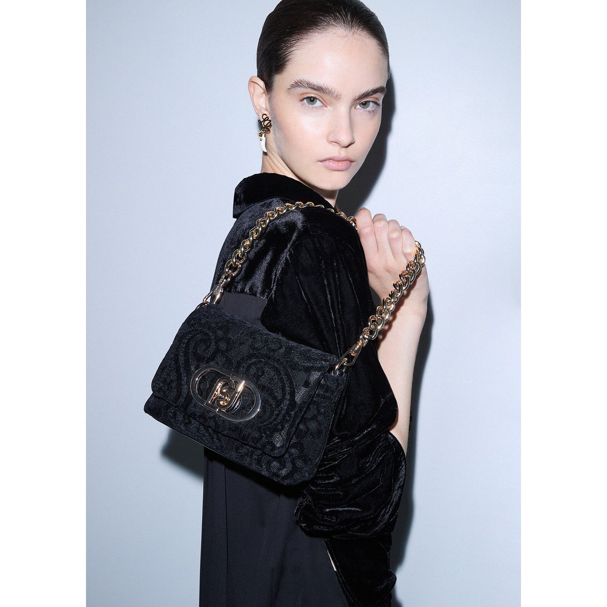 Sac LaPuffy format petit en dentelle noir, LIU JO