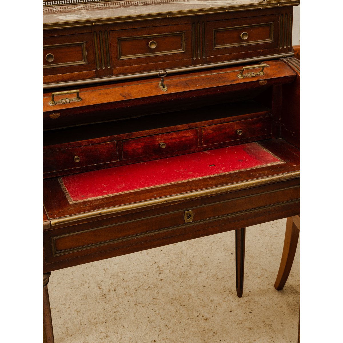 Secrétaire en bois et marbre Honoré N°234 - Bon état bois foncé, DEBONGOUT