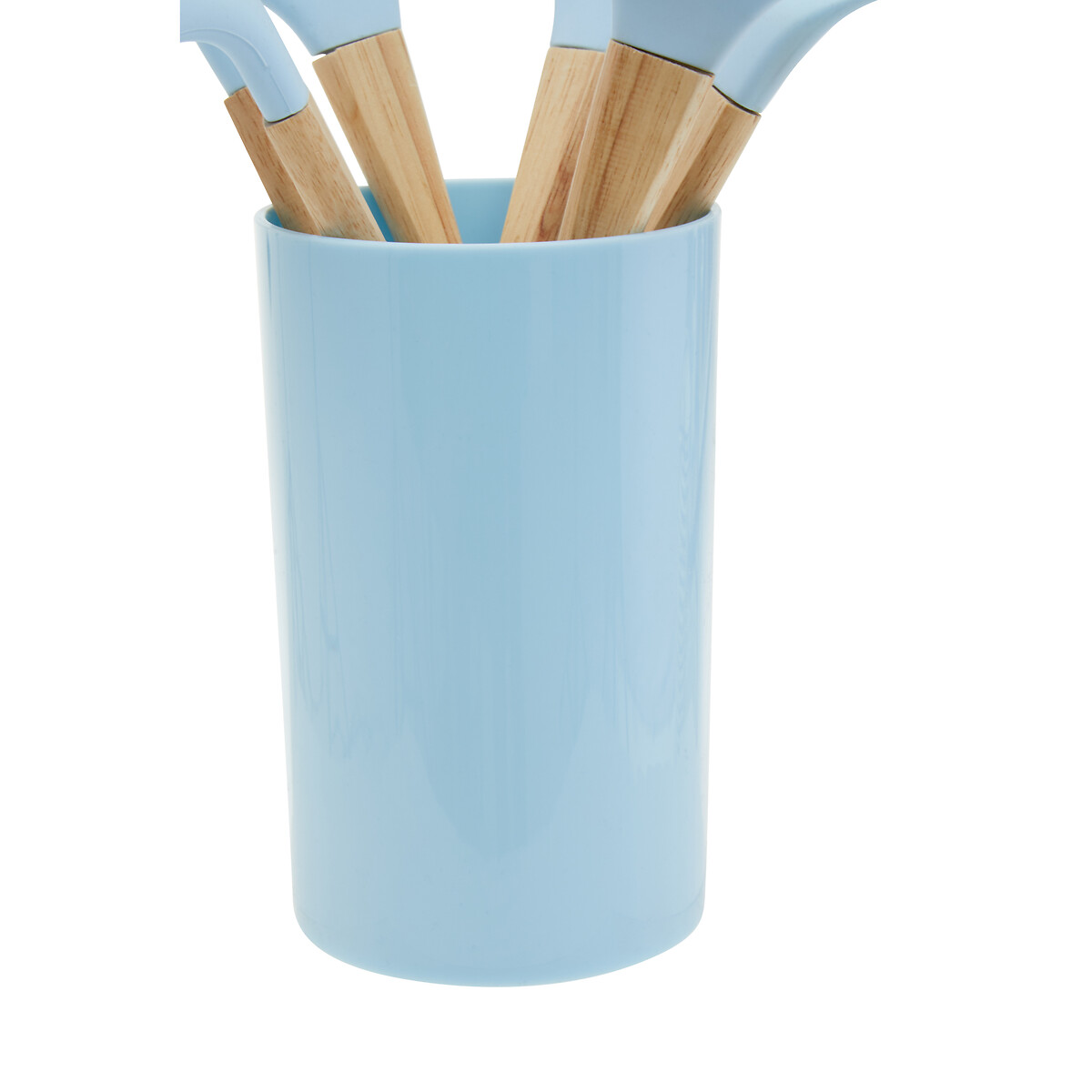 7-Piece Wood/Silicone Utensil Set & Holder blue, SO'HOME