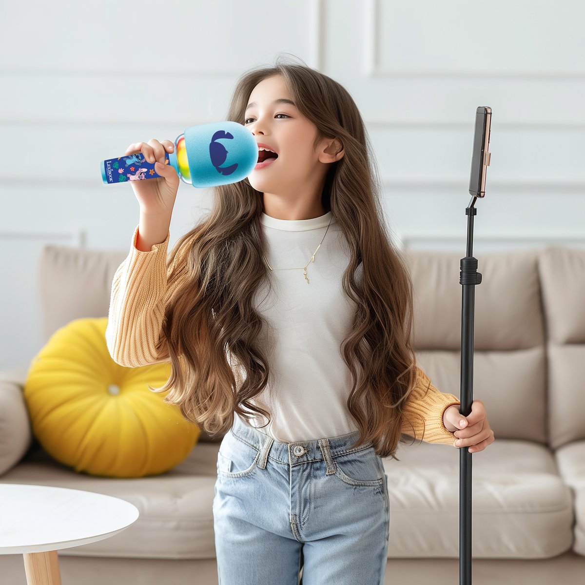 Karaoke Microphone Bluetooth/Sans fil Sitch avec effets sonores et lumineux bleu, LEXIBOOK