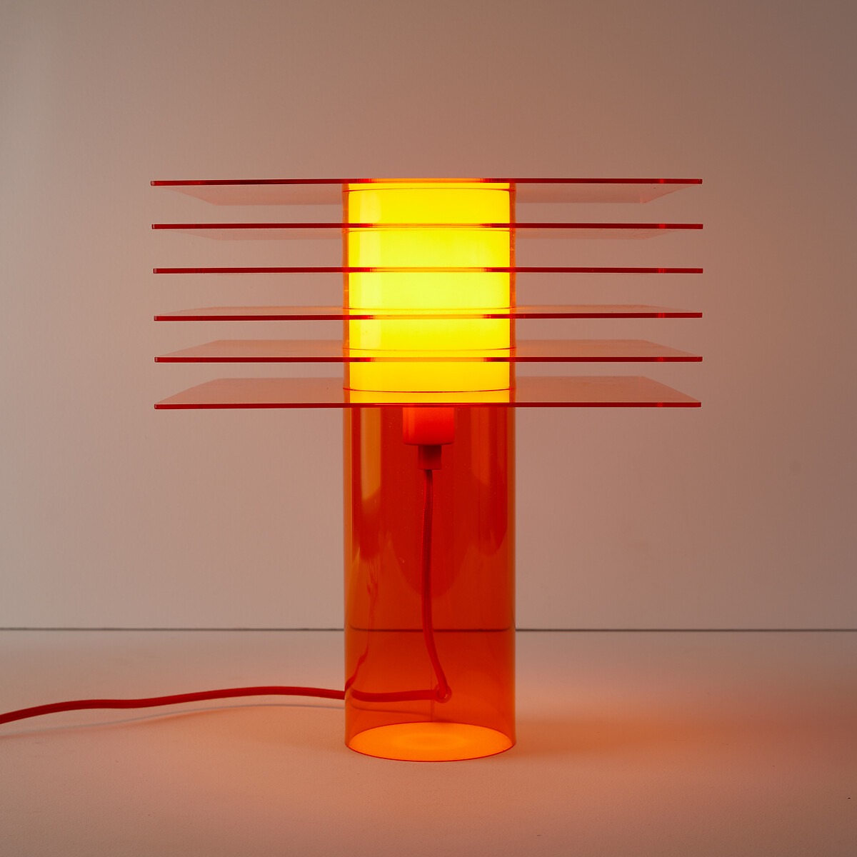 Lampe à poser, en plexiglass et verre opalin, POLY orange, LA REDOUTE INTERIEURS