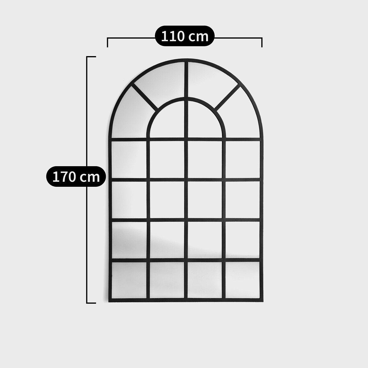 Espejo de metal industrial ventana 110x170 cm, Lenaig metal cepillado, LA REDOUTE INTERIEURS